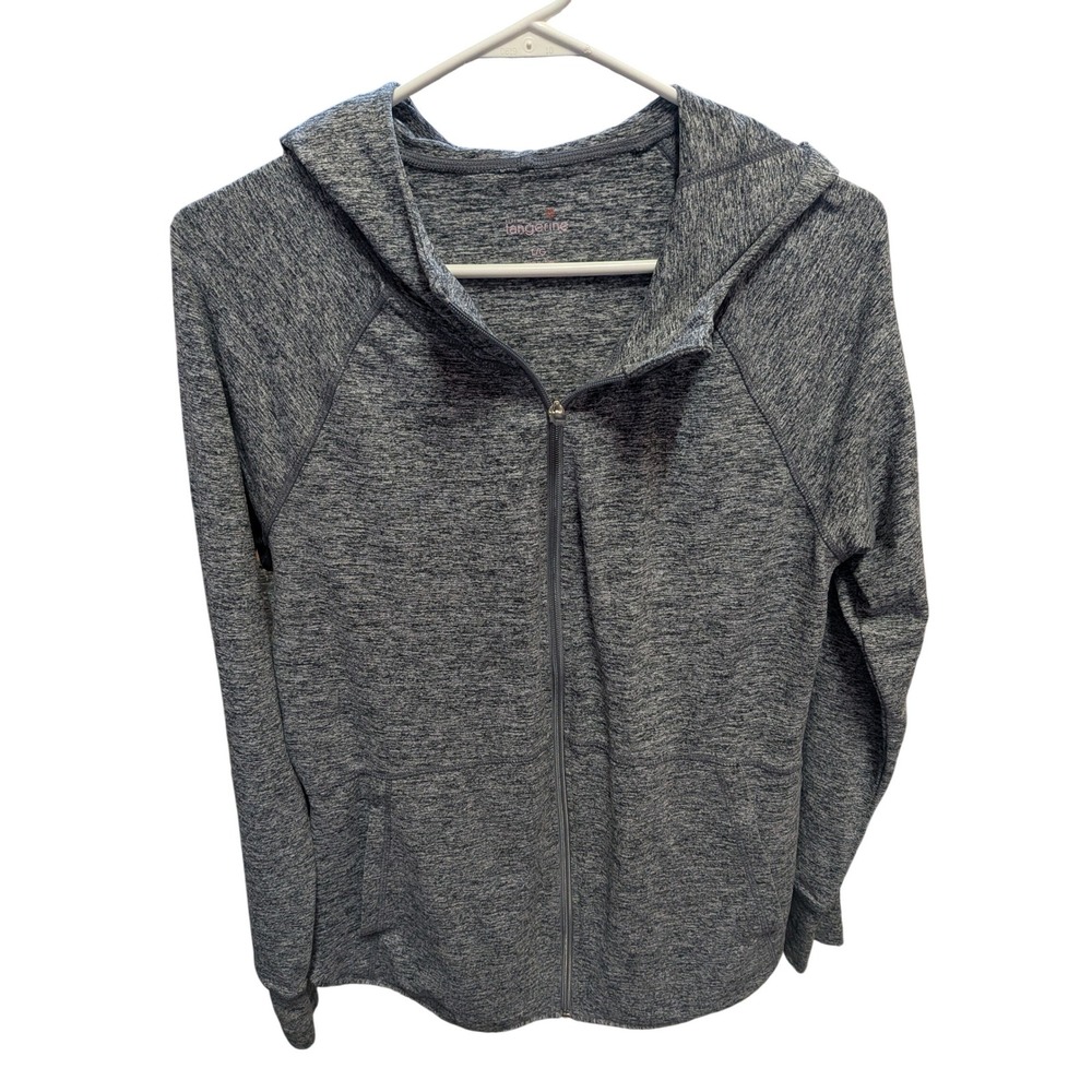 Serene Tangerine Womens Gray Space Dye Full Zip Hoodie Jacket Large L Athletic